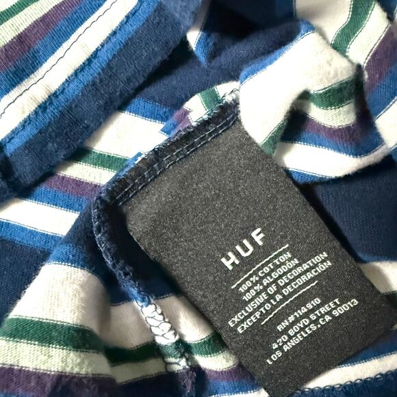 HUF Worldwide Multicolored Striped SS Top Men’s L - Skater Streetwear Casual Hip - Picture 12 of 15
